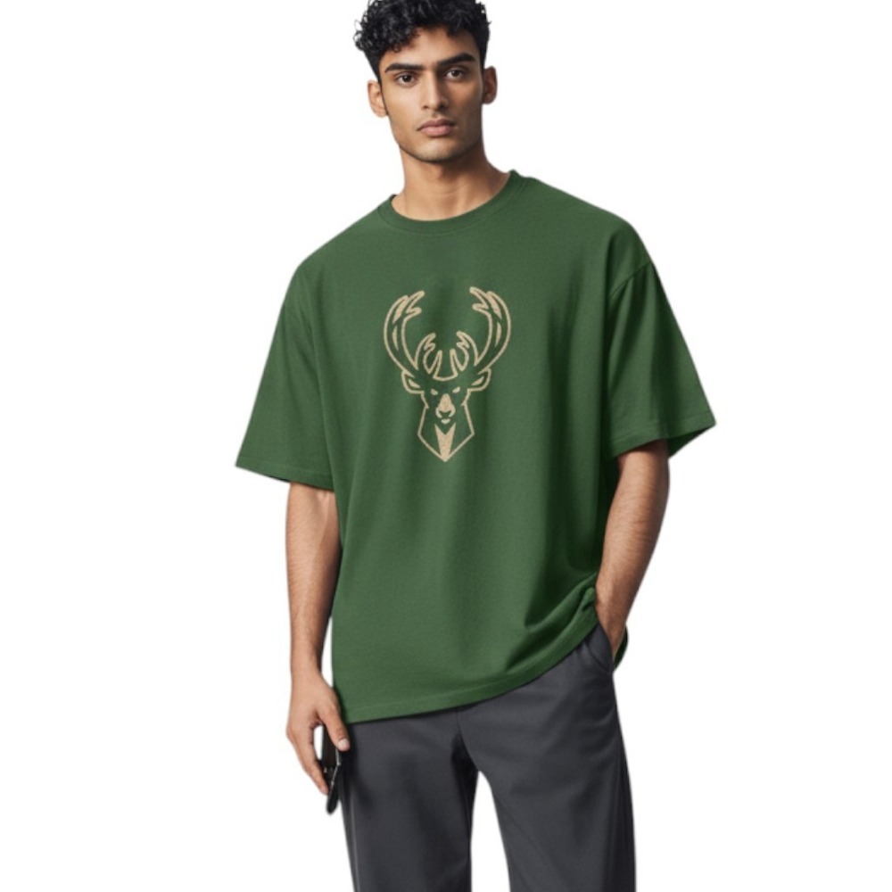 NBA Milwaukee Bucks Green T Shirt Large Mens Graphic Tee Logo Basketball L